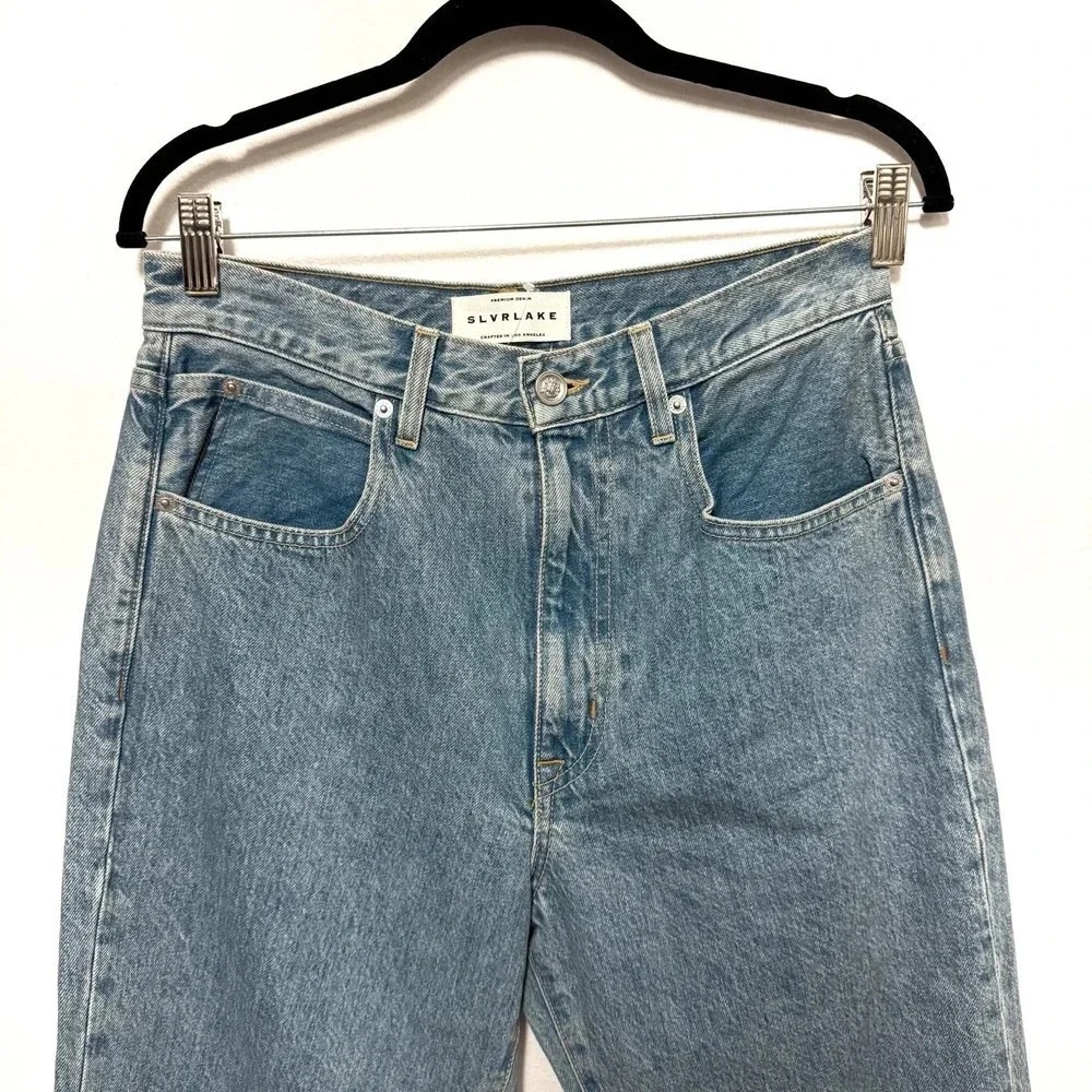 NWOT $339 SLVRLAKE London Crop Jean - Medium Wash High-Waist 90's Mom Denim - Picture 3 of 9